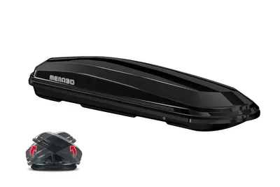 Produktbild von Menabo | Dachbox - Schwarz - 500 L - 209x79x36 cm - Tragfähigkeit 75 kg - Doppelseitige Öffnung - Schnellbefestigungssystem