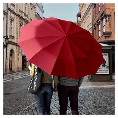 Produktbild von Automatikschirm, Regenschirm, sturmfest, winddicht und wasserabweisend, 24 Rippen UV-Schirm für Damen und Herren