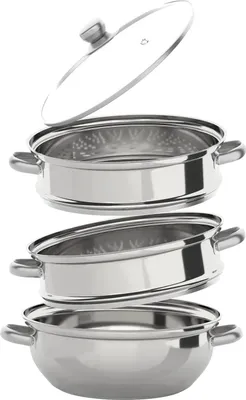 Produktbild von Dampftopf, dreilagig, langlebiger Edelstahl, Hellgrau