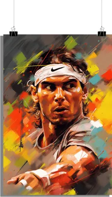 Produktbild von Rafael Nadal Poster - Tennis Poster - Sport Poster - Tennis Ikone Poster - Abstrakt Poster - 61x91cm - Perfekt zum Einrahmen