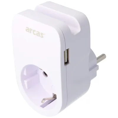Obrázok produktu pre Zástrčka adaptéra Schuko 1-násobná s 2x USB zásuvkou na nabíjanie a praktickým držiakom na mobilný telefón