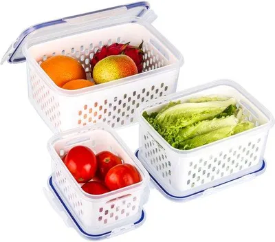 Produktbild von Unyqoos® Set 3 Frischhaltedosen 850/1750/3300 ml – luftdicht mit Silikondichtung, BPA-frei, abnehmbare Auffangschale, gefrier-/spülmaschinen- & mikrowellengeeignet