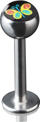 Produktbild von viva-adorno 1,2 x 8mm Lippen Piercing Stecker Labretstecker 316L Chirurgenstahl 20 verschiedene Motive Picture Logo Z379,S20 Schmetterling