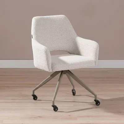 Produktbild von Bronx71 Esszimmerstuhl mit Rollen Mona melierter Stoff beige