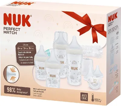 Produktbild von Nuk 8-częściowy zestaw startowy Perfect Match - 4x butelka PP (150 OneSize