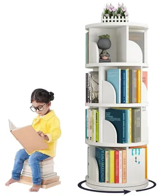 Image de Étagère tournante pour livres, 4 niveaux, 40x128 cm, blanche