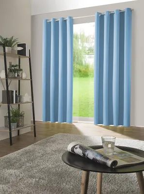 Obrázek produktu pro heimtexland ® 1 pár zatemňovacích závěsů tepelné závěsy očko šátek ÖKOTEX typ 139 světle modrá VxŠ 245 x 135 cm