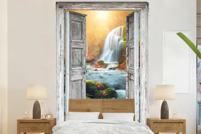 Produktbild von MuchoWow® Fototapete für Wohnzimmer oder Schlafzimmer Wandtapete Vinyl Motivtapete Wasserfall - Aussicht - Landschaft - 170x260 cm - Wohnzimmertapete