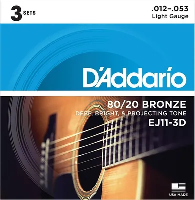 Zdjęcie produktu dla D'Addario EJ11-3D, Gitara, Akustyczny, 18 szt.