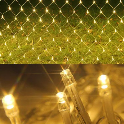 Zdjęcie produktu dla Światełka LED Vigevee, siatka świetlna, 1,5 x 1,5 m, 96 diod, ciepła biel, IP44, 8 trybów z funkcją pamięci, dekoracja świąteczna na zewnątrz