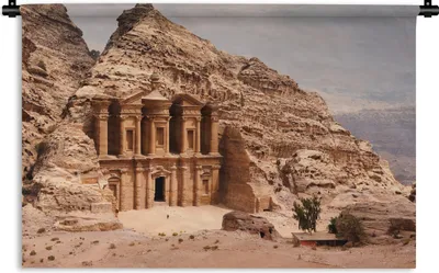 Produktbild von MuchoWow® Wandteppich Wandbehang Ein in den Fels gehauenes Gebäude in der Stadt Petra 120x80 cm Tapisserie Dekoration Wandtuch - Wanddekorationen - Wandtücher