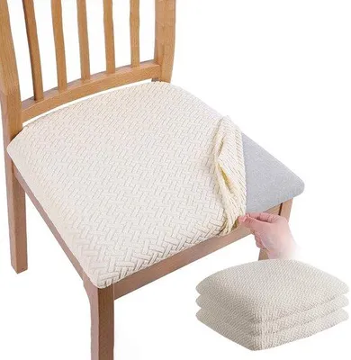 Immagine prodotto di Set di 4 copri-sedie impermeabili in poliestere – con elastici antiscivolo, lavabili, adatti alla maggior parte delle sedie, ideali per la sala da pranzo, la casa e gli eventi