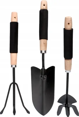 Produktbild von Nutzgarten-Werkzeuge, Gartenwerkzeuge, 3-Teiliges Set: Schaufel, Rechen, Mistgabel Aus Metall.