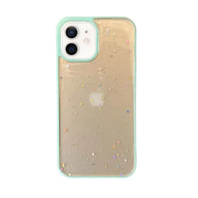 Produktbild von Smartphonica iPhone 12/12 Pro TPU Hülle transparent mit Glitter - Blau