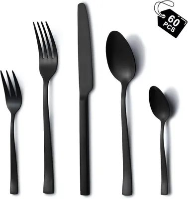 Imagen del producto de Juego de cubiertos s, de 60 piezas, para 12 personas, de acero inoxidable, para la cocina