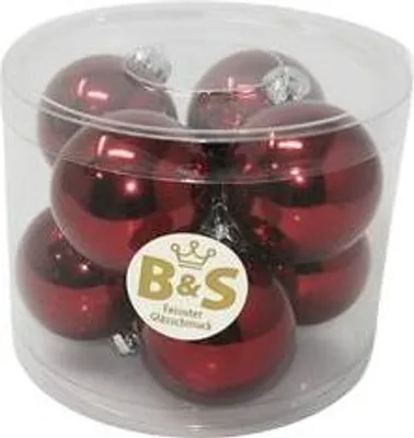 Produktbild von B&S Weihnachtskugeln Baumschmuck | Burgund glanz | 8 Stück | Ø 6 cm | Glas