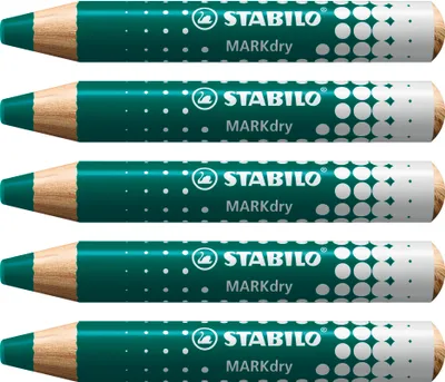 Produktbild von STABILO Whiteboard- und Flipchartmarker - MARKdry - 5er Pack - grün