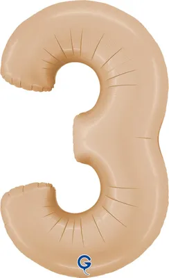 Produktbild von Riesenzahl Folienballon 40"/102cm | Satin Nude Zahl: 3