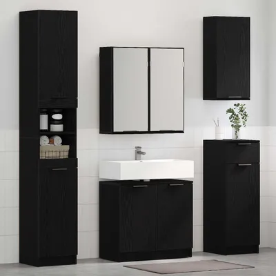 Produktbild von "Schlussverkauf" Badezimmer Sets 3 Stück - Badmöbel/Badschrank/Badregal - Schwarz Eichen-Optik Holzwerkstoff  C13310