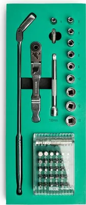 Produktbild von SATA Steckschlüssel- und Bitsatz mit schmaler Umschaltknarre, 1/4", 45-tlg. ST09057G