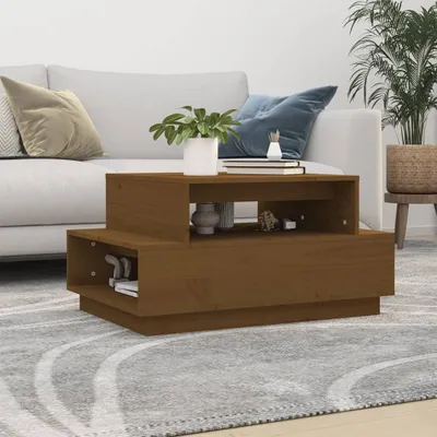Produktbild von "2026 Promotion" Couchtisch Wohnzimmer - Kaffeetisch - Honigbraun - 80x55x40,5 cm Massivholz Kiefer - Sofatisch CC27863