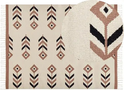 Zdjęcie produktu dla BELIANI Dywan kilim wielokolorowy bawełniany 160 x 230 cm wzór ręcznie tkany dwustronny prostokątny chodnik styl nowoczesny salon sypialnia