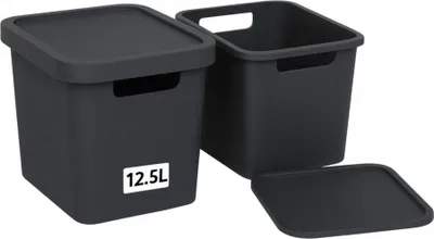 Produktbild von Plastard Aufbewahrungsbox mit Deckel 2er-Set 12,5 Liter in Anthrazit