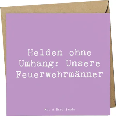 Produktbild von Mr. & Mrs. Panda Glückwunschkarte Spruch Feuerwehrmann Helden - Lavendeltraum - Geschenk, Grußkarte, Aufmerksamkeit, Dankbarkeit, mutig, faltkarte, anlasskarte, Danke
