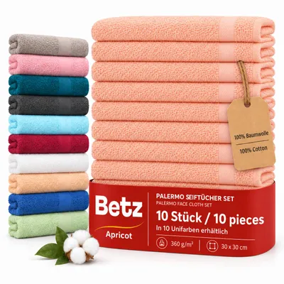 Produktbild von Betz 10 Stück Seiftücher 30x30 cm PALERMO 100% Baumwolle  Farbe: apricot, KI-generiertes Bild