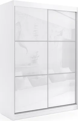 Produktbild von ALTDECOR Kleiderschrank mit Lacobel-Schiebetüren, kugelgelagerte Führungsschienen und Aluminium-Leisten - VIVONA - 160 cm - Weiß