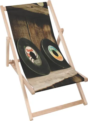 Produktbild von Dreamroots Liegestuhl klappbar Holz  bis zu 130 kg, Sonnenliege klappbar mit 3-stufiger Neigungsregulierung der Rückenlehne, Vinyl Records