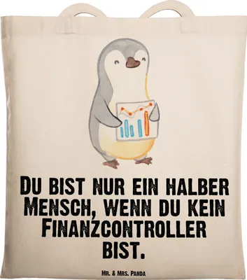 Produktbild von Mr. & Mrs. Panda Beutel Finanzcontroller Herz - Transparent - Geschenk, umhängebeutel, Tote Bag, Einkaufstasche, totebag, Tasche, canvas