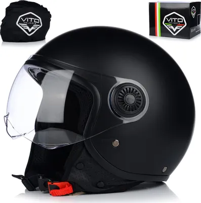Produktbild von Jet Helm Mopedhelm | VITO LORETO | Herren und Damen | Jethelm mit Visier | ECE 22.06  | Motorradhelm | L (59cm)