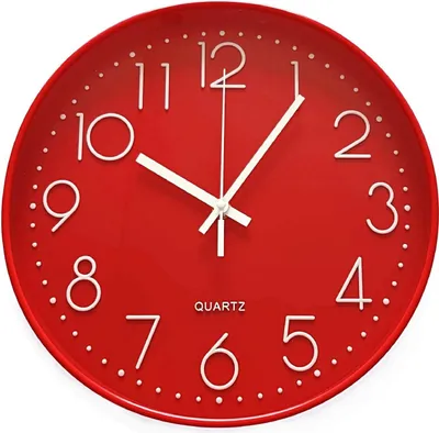 Produktbild von Moderne große rote stille Wanduhr 12 Zoll 30 cm