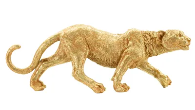 Zdjęcie produktu dla o Ferretti Shant Leopard Złota statuetka z żywicy. Wymiary: cm 89x21x33