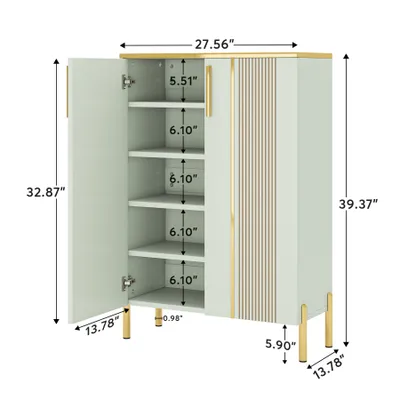 Image de Tribesigns Armoire à chaussures avec portes, armoire à chaussures à 6 niveaux avec étagères réglables, rack à chaussures en bois Shoe Organizer Cabinet pour entrée, vert clair