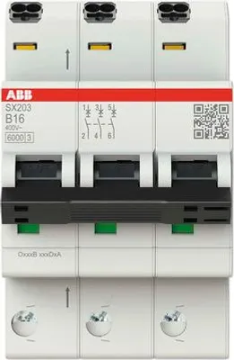 Zdjęcie produktu dla Sicherungsautomat SX203-B16 Flexline B-Char.6kA 16A 3P (2CDS253003R0165)