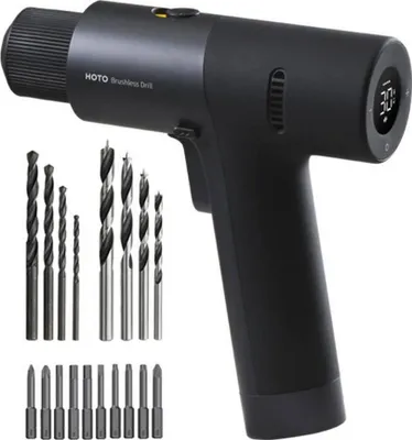 Produktbild von HOTO Tools QWLDZ001, Handbohrmaschine, Bürstenlos, Schwarz, 1400 RPM, 30 Nm, Akku