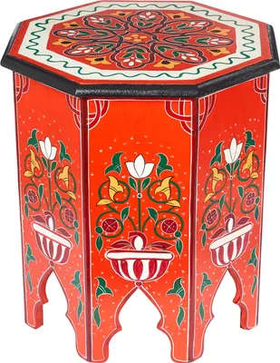 Immagine prodotto di Tavolino orientale sgabello fiore Gargar rosso