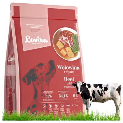 Produktbild von Vollwertiges Trockenfutter für ausgewachsene Hunde LOVIRA Rindfleisch mit Kürbis 3 kg