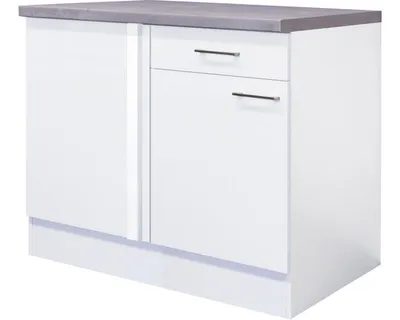 Obrázek produktu pro Rohová kuchyňská skříňka spodní Flex Well Varo ŠxHxV 110 x 60 x 86 cm čelo bílá matná korpus bílá