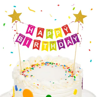 Happy Birthday Tortenaufsatz – Regenbogen-Deko für Kindergeburtstag