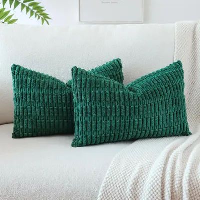 Immagine prodotto di Coperte per cuscini in velluto goffrato, set da 2, verde scuro, 40x60 cm