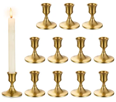 Produktbild von Romadedi Kerzenhalter für Stabkerzen aus Metall, 12er-Set, Gold