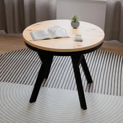 Produktbild von Esstisch ARI Rund 90-190 cm Ausziehbar Eiche Artisan Holzoptik Metallbeine
