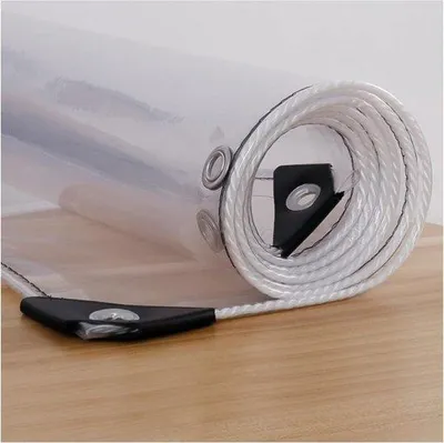 Obrázok produktu pre Vodovzdorná priehľadná PVC plachta s očkami na upevnenie pre záhradné stany, záhradný nábytok, terasu, balkón (2,4 x 2 m)