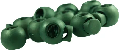 10 Kordelstopper rund 15x19mm, Durchzug 4x5,5mm, smaragdgrün