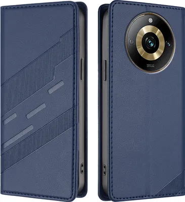 Image de Etui pour Realme 10 Pro, étui portefeuille en cuirPolyuréthaneavec fente pour carte et fonction stand Blau