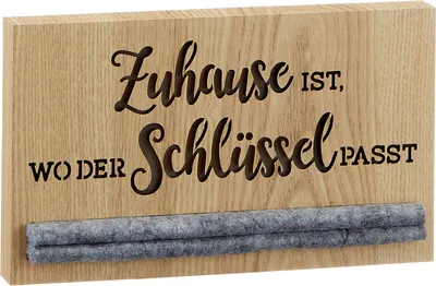 Produktbild von Schlüsselbrett Schlüssel Motiv `Zuhause ist, wo der Schlüssel passt`  ca.24x14cm aus Holz / Filz Schlüsselboard Schlüsselhalter Schlüsselleiste