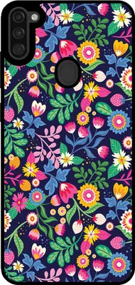 Produktbild von Smartphonica Handytasche Geeignet für Samsung Galaxy M11 mit Blumendruck - TPU Rückseite Abdeckung Fall Blumendesign